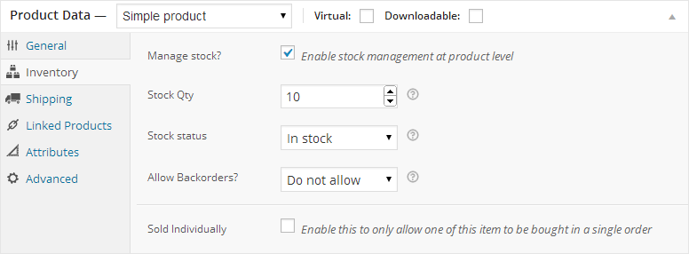 Product Data Options