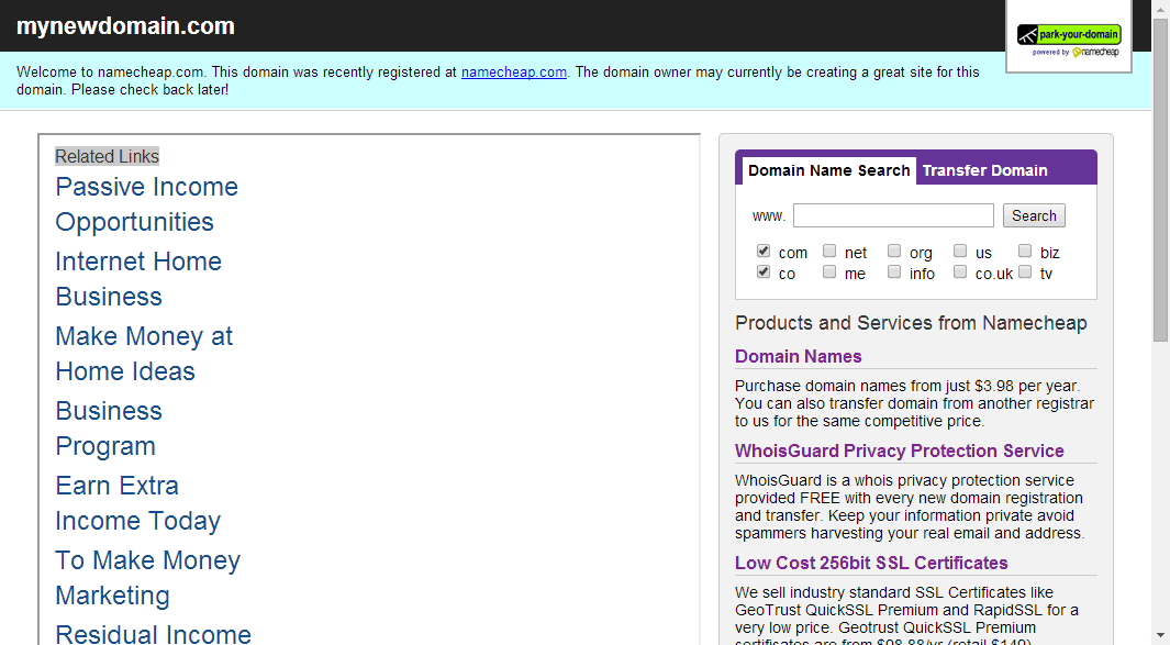 NameCheap Holding Page